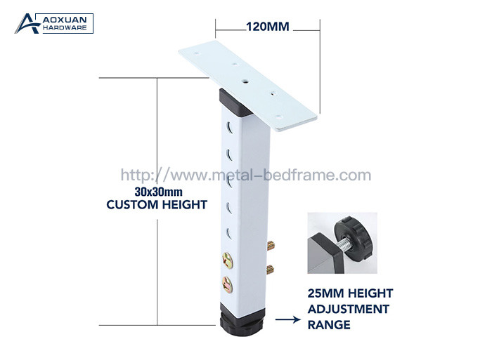 White Adjustable Height Bed Frame Slat Center Support Leg